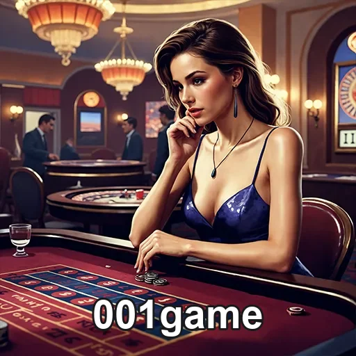 Imagem de um cassino com jogos variados, destaque para o site 001game, referência em entretenimento de casinos online.