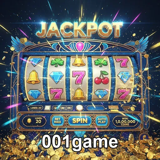 Imagem de um jogo de caça-níqueis no site 001game, destaque para as combinações de símbolos